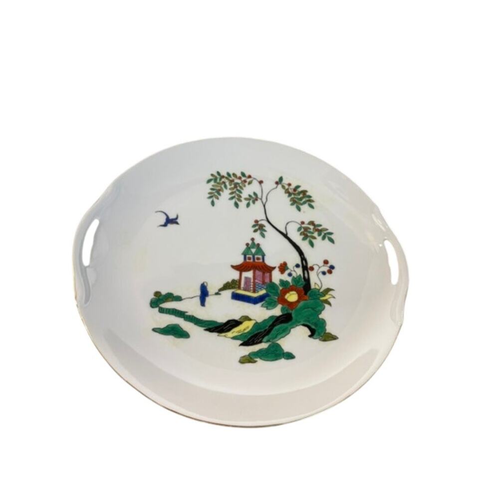 Vintage Noritake Asian Landscape Scene Cake Plate Temple & Tree C. 1920-40